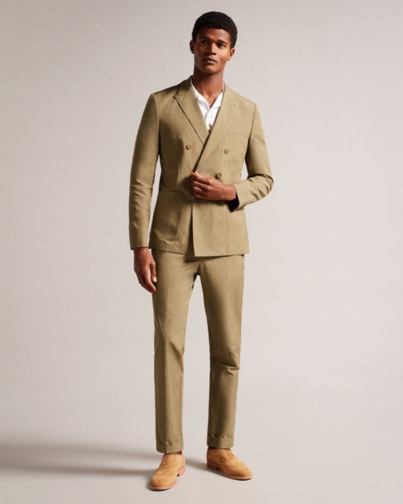 Ted Baker Suits Low Sale - Cleevej Cotton And Linen Suit Jacket Mens Stone