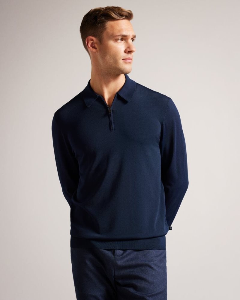 Ted Baker Viba Long Sleeve Regular Half Zip Rayon Polo Outlet Store ...